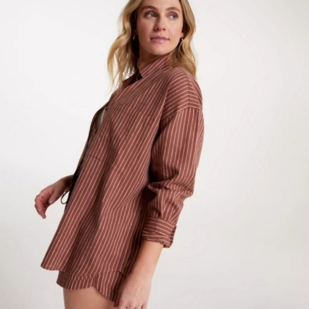 CALIA Women's Oversized Long Sleeve Button Down Cover Up TOP|Size L| NEW W TAGS
